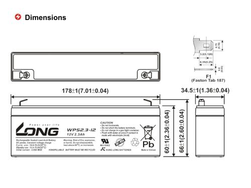 Akku kompatibel 725-04323 Rasenmäher 12 Volt 2,3Ah AGM Blei Accu wiederaufladbar